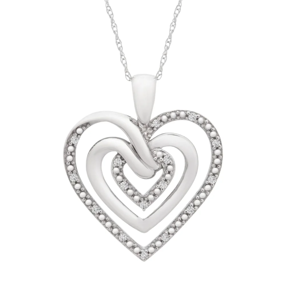 Bridge Diamond Sterling Silver Heart Necklace - Picture 3 of 7